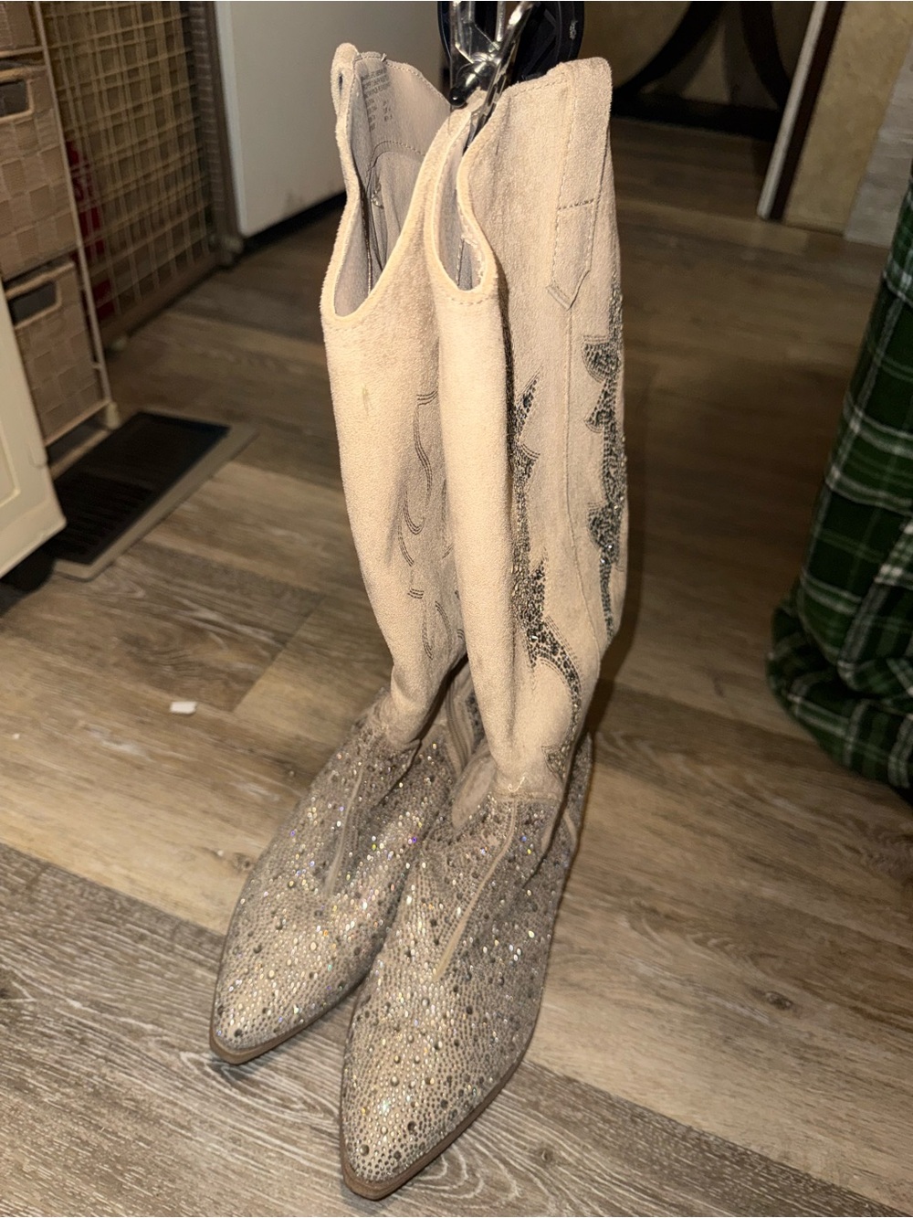 Women's Beige Embellished Western Boots